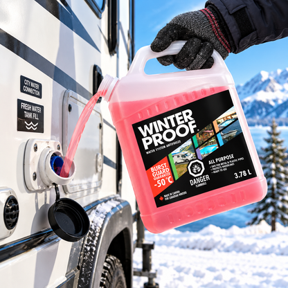 WinterProof All-Purpose Water System Antifreeze, 3.78 L, -50°C (-58°F) Burst Protection, Ready-to-Use Plumbing Winterizing Liquid for RVs, Camper Trailers, Pools, Hot Tubs, Cottages, Cabins & Boats