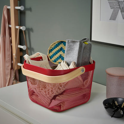 IKEA RISATORP Wire basket, bright red, 25x26x18 cm (9 ¾x10 ¼x7 ")