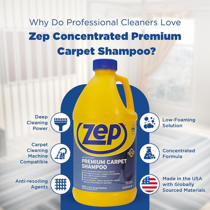 ZEP Premium Carpet Cleaning Solution, Deep Clean Formula, Fresh Scent, 1.89 L