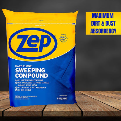 ZEP Heavy Duty Floor Sweeping Compound, 50 lb Dust Control Cleaning Powder
