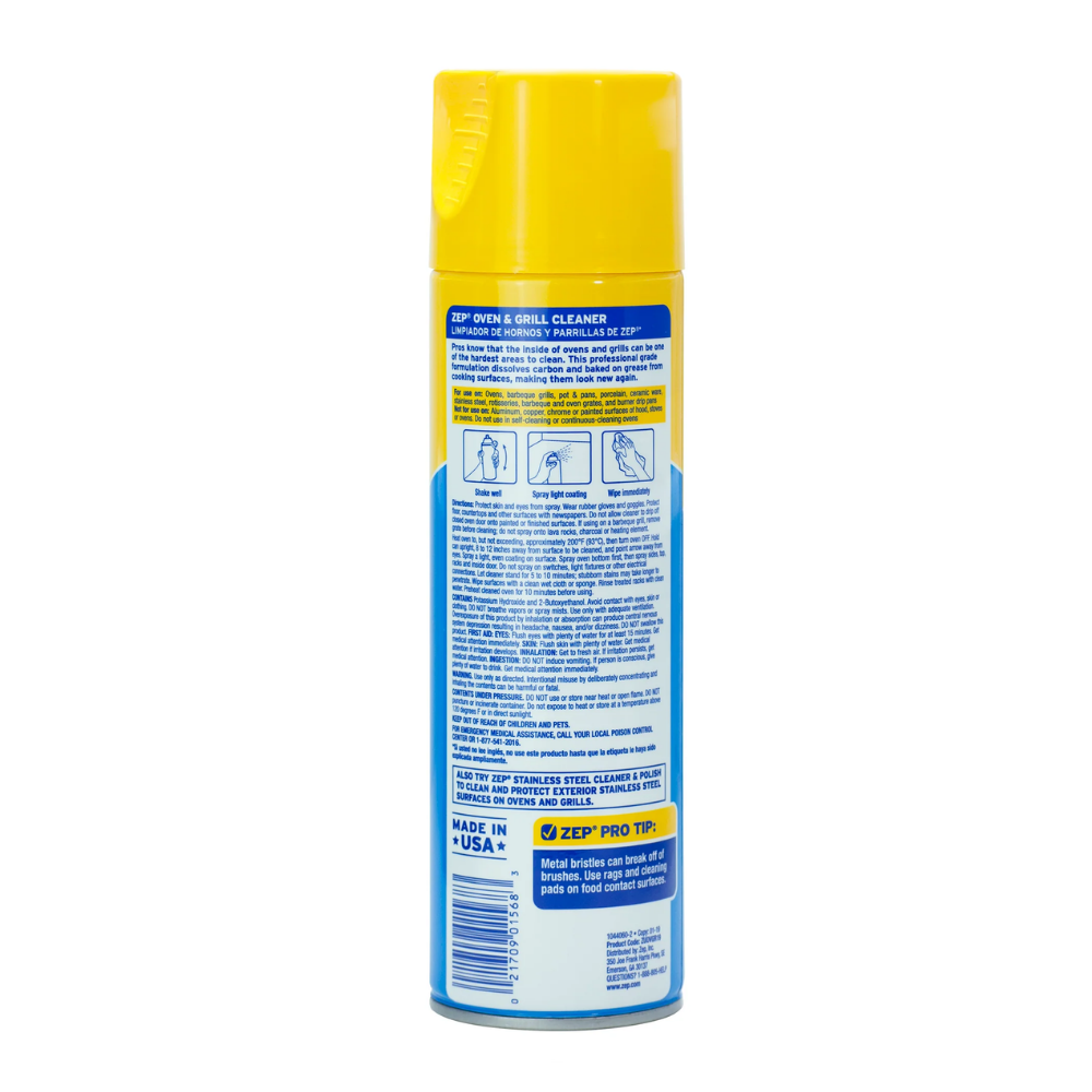 ZEP Oven and Grill Cleaning Foam Spray, Ready-to-Use Kitchen Cleaner for Grease and Baked-On Food Residue, Suitable for Ovens, Grills, Cookware, Stainless Steel, Porcelain and Ceramic Surfaces, 1.58 lb