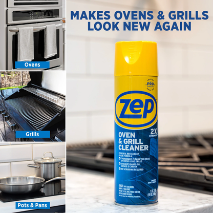 ZEP Oven and Grill Cleaning Foam Spray, Ready-to-Use Kitchen Cleaner for Grease and Baked-On Food Residue, Suitable for Ovens, Grills, Cookware, Stainless Steel, Porcelain and Ceramic Surfaces, 1.58 lb