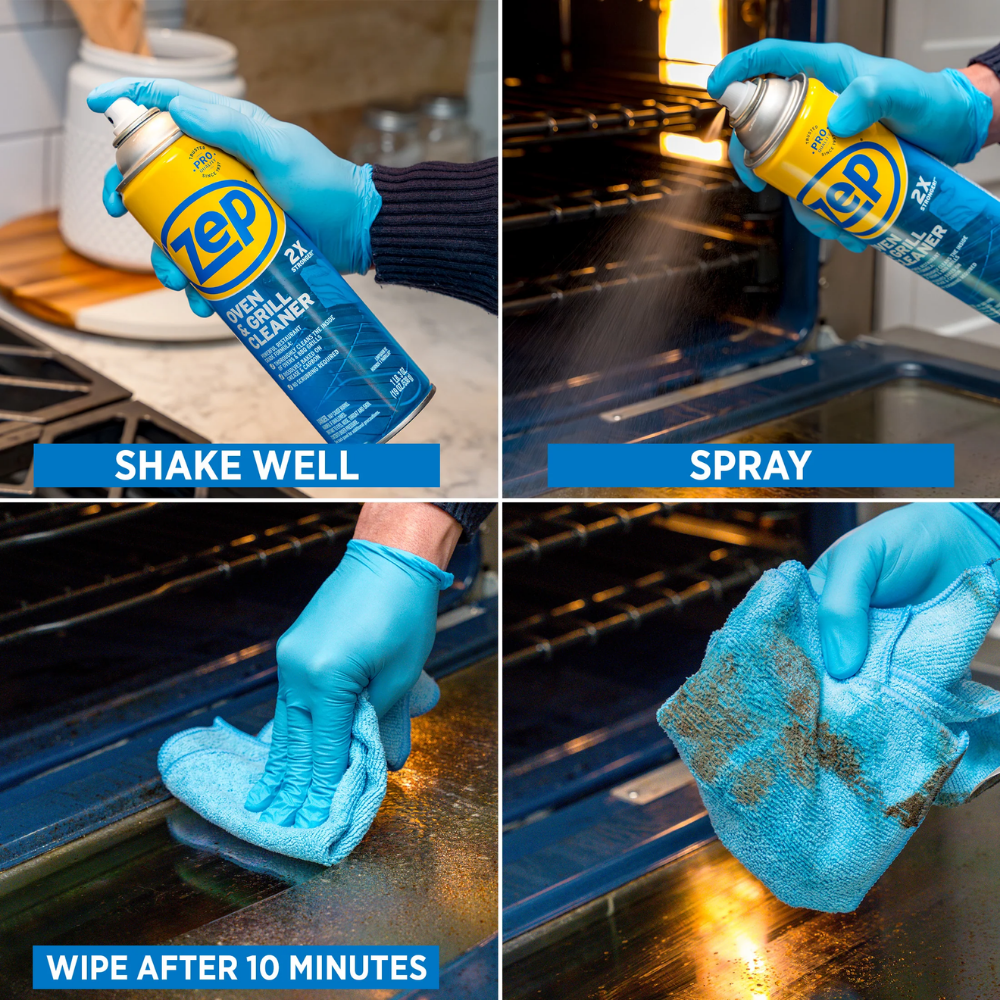 ZEP Oven and Grill Cleaning Foam Spray, Ready-to-Use Kitchen Cleaner for Grease and Baked-On Food Residue, Suitable for Ovens, Grills, Cookware, Stainless Steel, Porcelain and Ceramic Surfaces, 1.58 lb