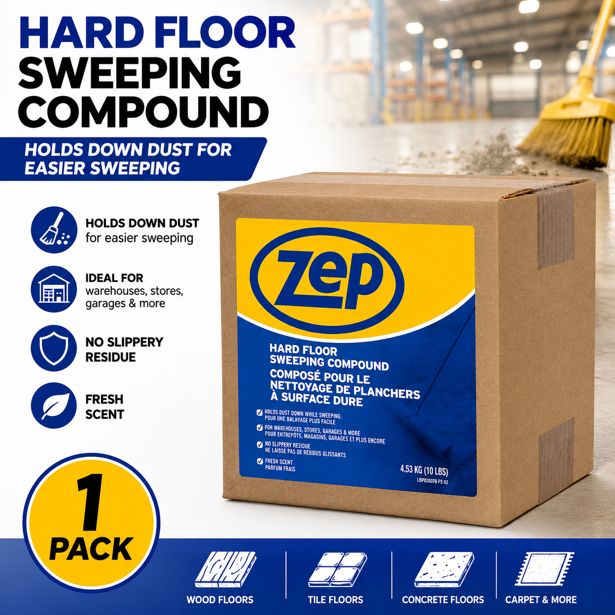 ZEP 10 lb Hard Floor Sweeping Compound for Dust Control