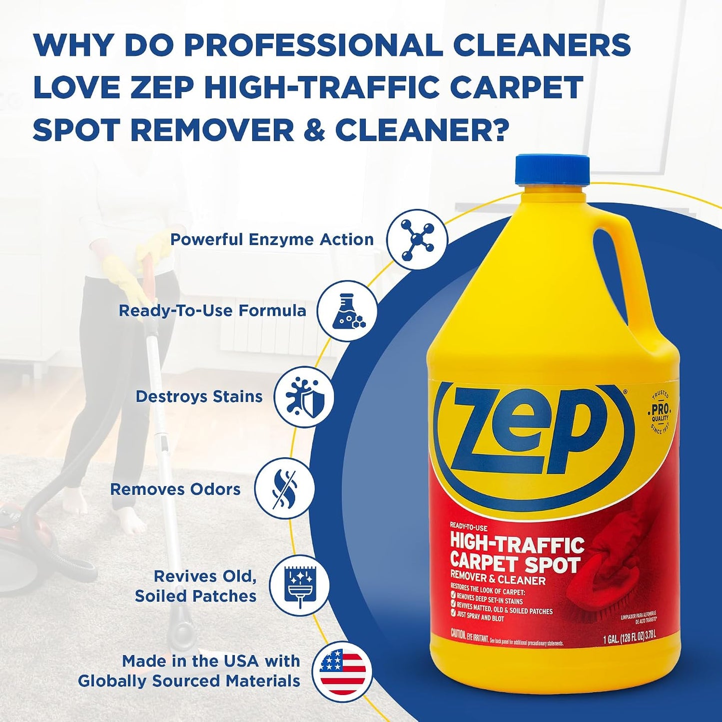 ZEP High Traffic Carpet Cleaner Solution, 3.78 L