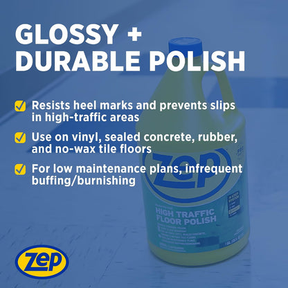 ZEP High-Traffic Floor Finish – Ready-to-Use Glossy Protective Floor Coating 3.78 L