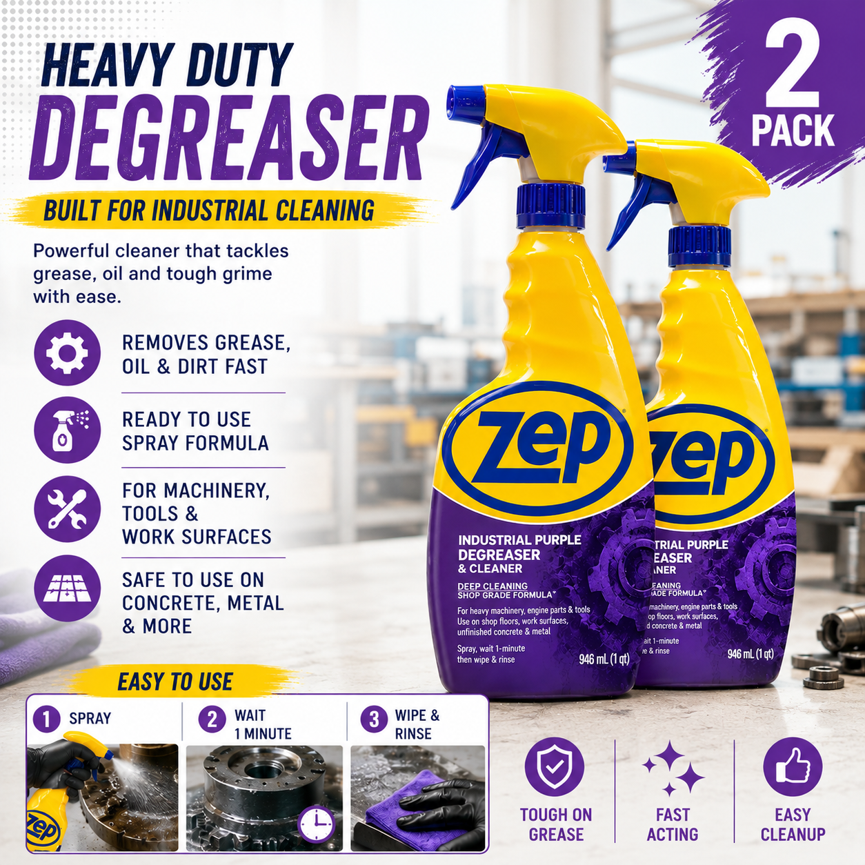 Zep Industrial Purple Degreaser & Cleaner, 946-mL