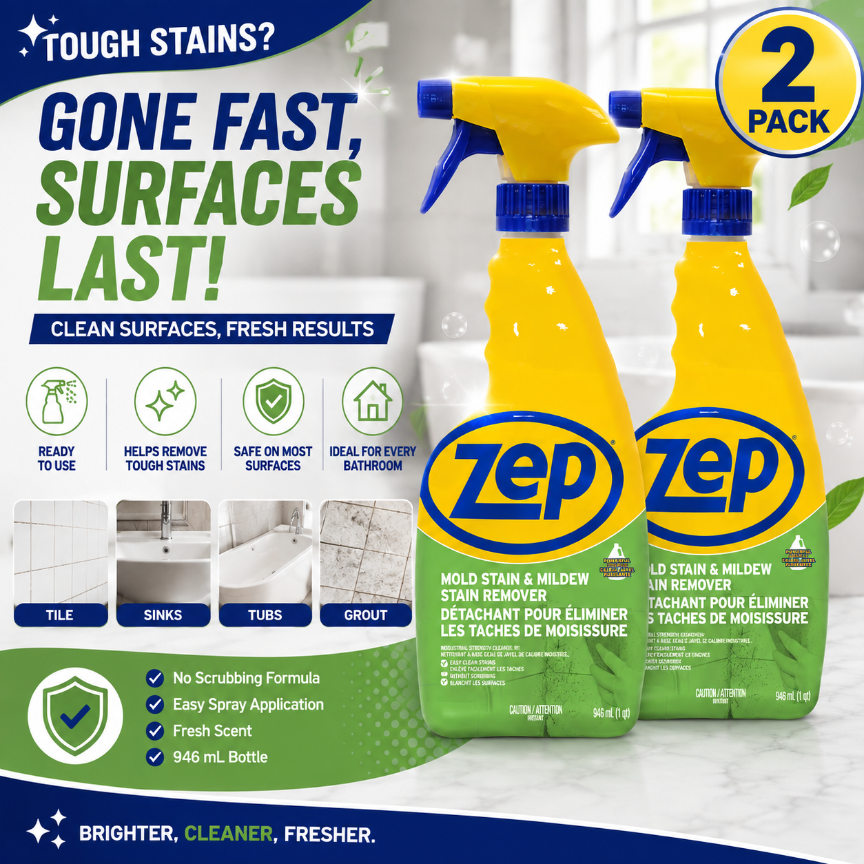 ZEP Mold & Mildew Surface Stain Cleaner Spray 946mL