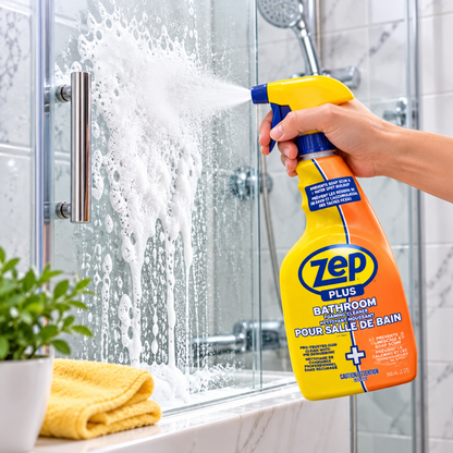 Zep Plus Foaming Bathroom Cleaner 946 mL (32 fl oz) | Soap Scum, Hard Water Stain & Limescale Remover for Showers, Bathtubs, Sinks & Tiles