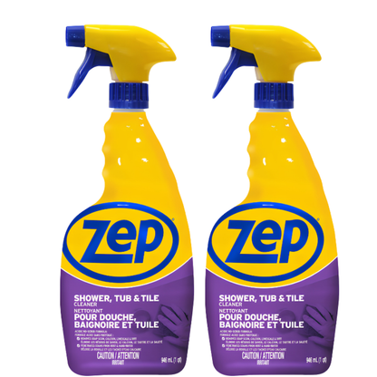 Zep Shower, Tub & Tile Cleaner 946 mL – Bathroom Surface Cleaner for Soap Scum, Hard Water Stains & Mildew Removal