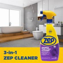 Zep Shower, Tub & Tile Cleaner 946 mL – Bathroom Surface Cleaner for Soap Scum, Hard Water Stains & Mildew Removal