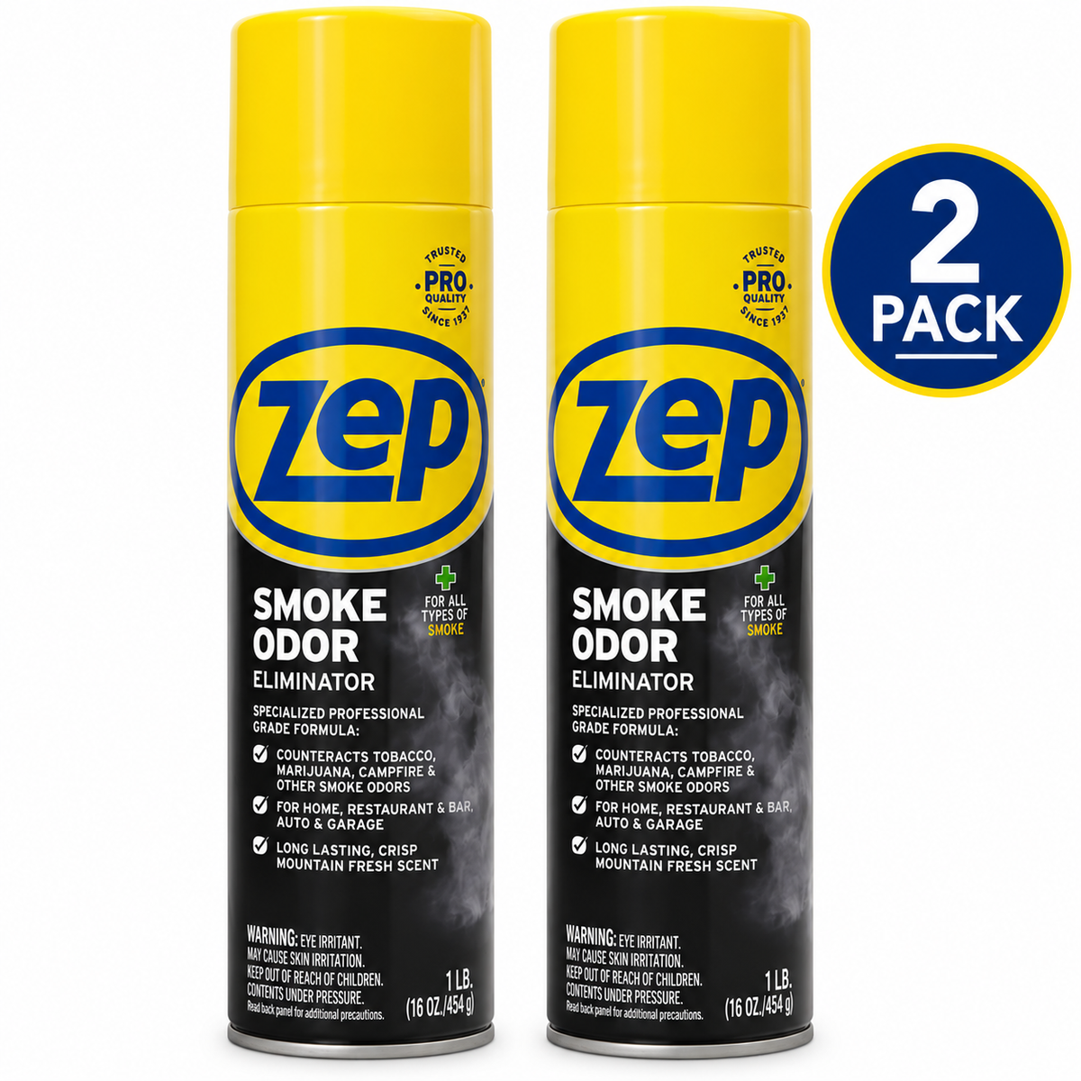 (2 Pack) Zep Smoke Odour Eliminator Aerosol Spray, 540 mL