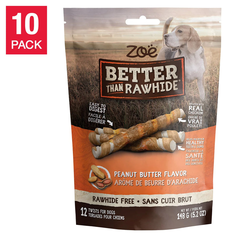 Zoë Better than Rawhide Peanut Butter Twists,10 x 148 g (5.2 oz)