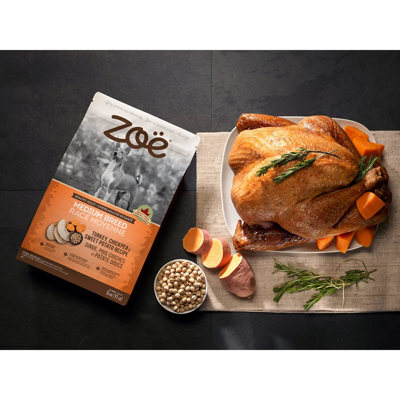 Zoe Medium Breed Dry Dog Food, Turkey Chickpea and Sweet Potato Recipe, 2 x 5 kg (11 lb)