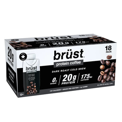 brüst Protein Coffee Dark Roast Cold Brew, 18 x 330 mL