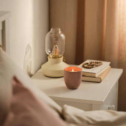 IKEA PÄRLHÖNA Rose & Carnation Scented Candle in Pink Ceramic Jar, 40-Hour Burn Time, Floral Fragrance Candle, Speckled Stoneware Container, Decorative Candle for Bedroom, Living Room & Home Décor