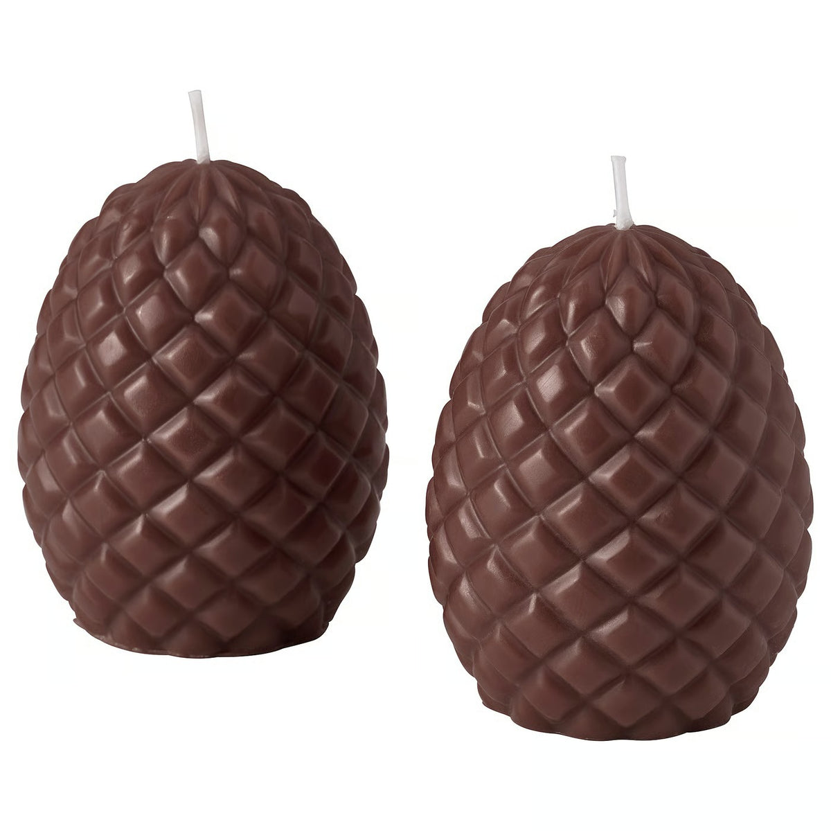 IKEA SNÖSISKA Unscented Cone-Shaped Pillar Candles, 2 Pack, Brown Decorative Candles, 8 cm, Up to 17 Hours Burn Time Each, Christmas Table Centrepiece, Holiday & Home Décor