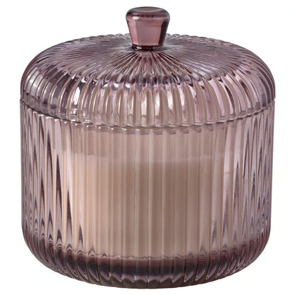 IKEA SNÖSISKA Tonka & Orange Blossom Scented Candle in Pale Pink Glass Jar with Lid, 2-Wick Decorative Candle, 20-Hour Burn Time, Reusable Container for Bedroom, Living Room & Home Décor