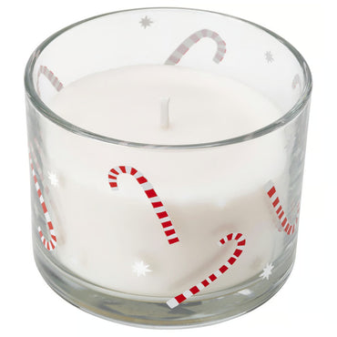 (2 Pack)IKEA VINTERFINT Candy Cane Scented Candles in Glass,White Christmas Candles, 20-Hour Burn Time Each, Sweet Minty Holiday Fragrance, Festive Home Décor & Christmas Gift Set