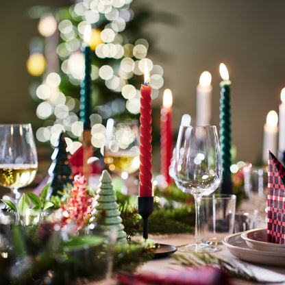(8 Pack) IKEA VINTERFINT Twisted Taper Candles,Red & Green Unscented Christmas Dinner Candles, 25 cm (9¾ Inch), 5.5-Hour Burn Time Each, Festive Holiday Table Centrepiece & Home Décor