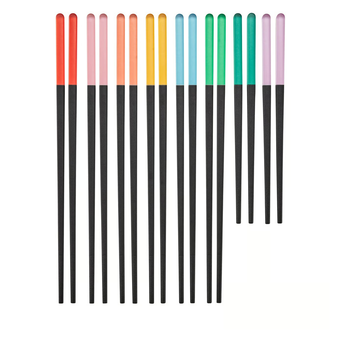 IKEA ÅRFENHAJ Chopsticks, 8 Pairs (16 Pieces), Multicolour Reusable Asian Dining Chopsticks Set, Non-Slip Square Design, Colourful Tips, Adult & Kids Chopsticks for Sushi, Noodles, Rice & Everyday Meals