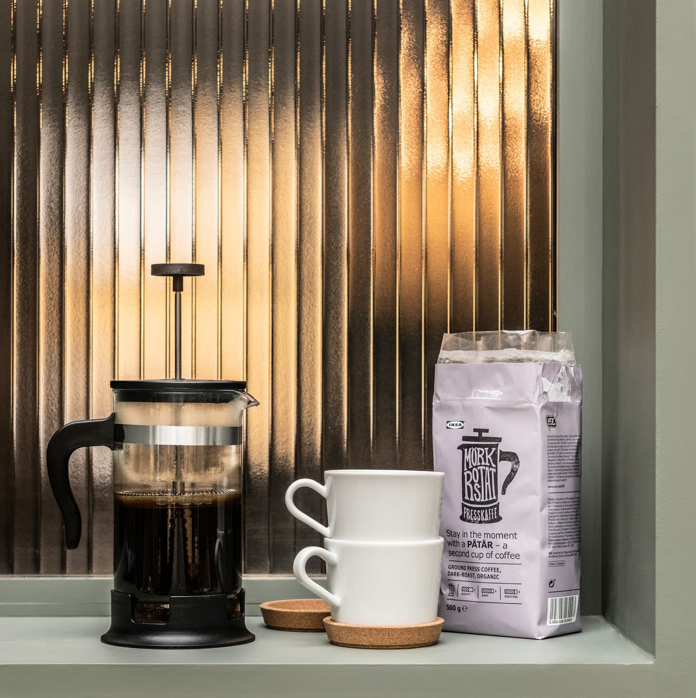 IKEA 1L French Press Coffee Maker – Heat-Resistant Glass & Stainless Steel, 34 oz - Black, Off-White