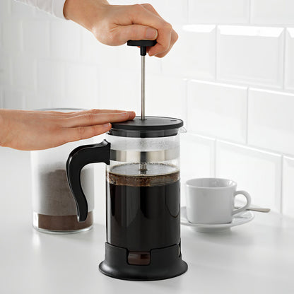IKEA 1L French Press Coffee Maker – Heat-Resistant Glass & Stainless Steel, 34 oz - Black, Off-White