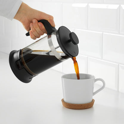 IKEA 1L French Press Coffee Maker – Heat-Resistant Glass & Stainless Steel, 34 oz - Black, Off-White