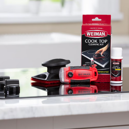 Weiman Cooktop Cleaning Kit – Cleaner & Polish, Scrubbing Pad, Cleaning Tool & Scraper for Glass/Ceramic Cooktops