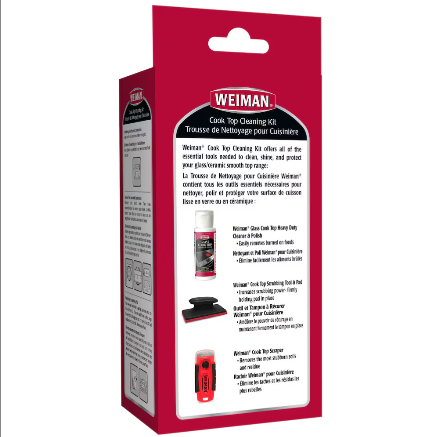 Weiman Cooktop Cleaning Kit – Cleaner & Polish, Scrubbing Pad, Cleaning Tool & Scraper for Glass/Ceramic Cooktops