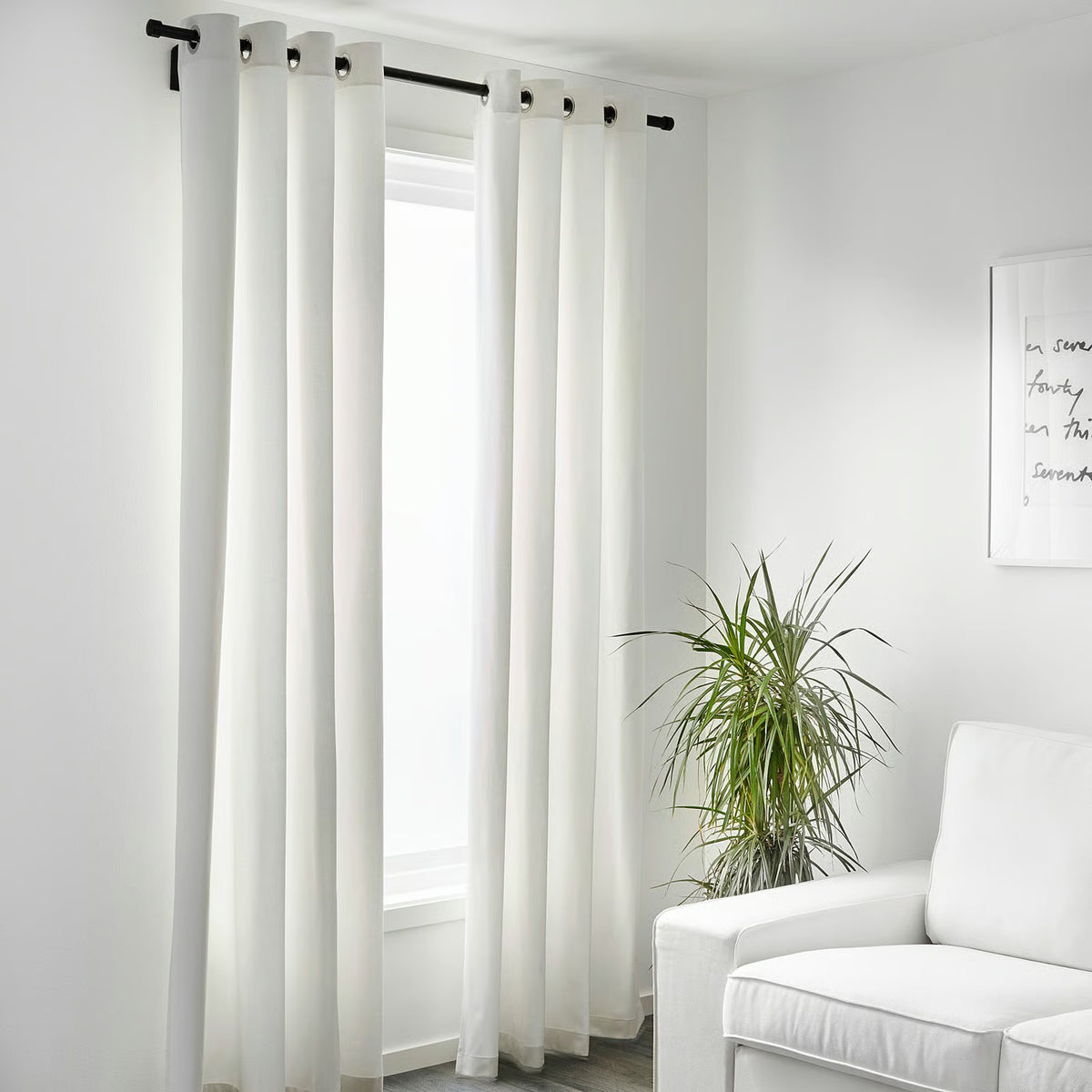 IKEA MERETE Room darkening curtains, 1 pair, white/with eyelets, 145x250 cm (57x98 ")