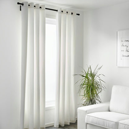 IKEA MERETE Room darkening curtains, 1 pair, white/with eyelets, 145x250 cm (57x98 ")