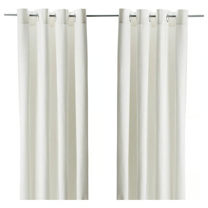 IKEA MERETE Room darkening curtains, 1 pair, white/with eyelets, 145x250 cm (57x98 ")