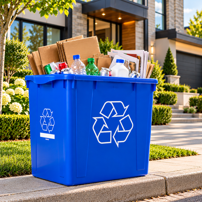 22 Gallon (83 L) Recycle Bin, 19 x 15.5 x 21.25 Inches, Blue Recycling