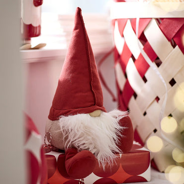 IKEA VINTERFINT Sitting Santa Claus Christmas Decoration, Red, 30 cm, Soft Plush Santa Figurine, Festive Holiday Shelf Decoration, Christmas Tabletop Ornament for Living Room, Bedroom & Home Décor