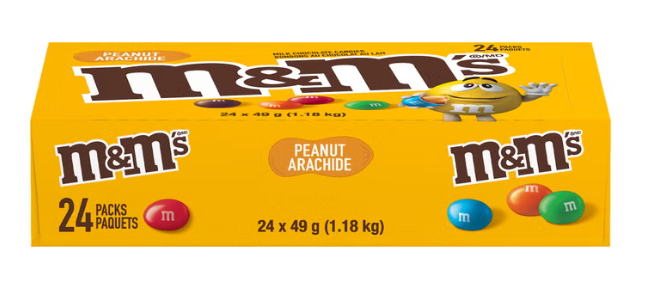 (24 Count) M&M's Peanut Chocolate Candies, 49 g Each