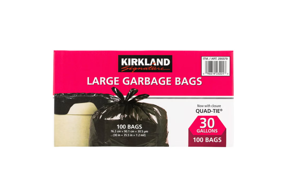 (100 Count) Kirkland Signature Large Garbage Bags, Black