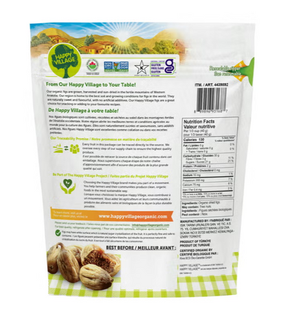Happy Village Organic Sun-Dried Figs, 1.36 kg (3 lb), No Added Sugar, Gluten-Free, Non-GMO, Kosher, Natural Dried Fruit Snack