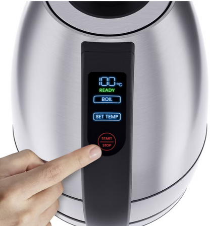 Chefman 1.8 L Digital Electric Kettle, 1500W Stainless Steel Hot Water Boiler with Adjustable Temperature Control, Fast Boiling, 1-Hour Keep Warm, LED Indicators, Automatic Shut-Off & 360° Swivel Base for Tea, Coffee & Kitchen