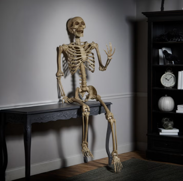 Halloween 7 ft Poseable Skeleton Decoration, Realistic Life-Size Indoor Halloween Display