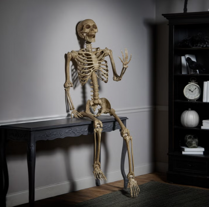 Halloween 7 ft Poseable Skeleton Decoration, Realistic Life-Size Indoor Halloween Display