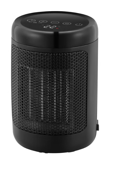OmniHeat 1500W Digital Ceramic Space Heater, Portable Electric Personal Heater with Adjustable Thermostat, 4 Heat Modes, 12H Timer & Touch Controls, Black