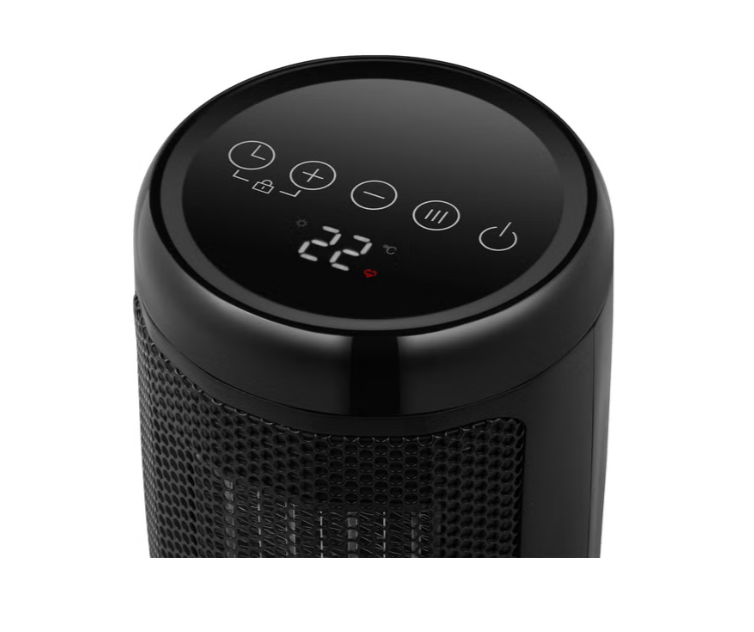 OmniHeat 1500W Digital Ceramic Space Heater, Portable Electric Personal Heater with Adjustable Thermostat, 4 Heat Modes, 12H Timer & Touch Controls, Black
