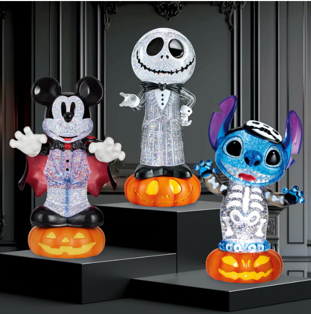 Disney Halloween Spinning Lantern with LED Lights, Swirling Glitter Effect, Light-Up Halloween Decoration
