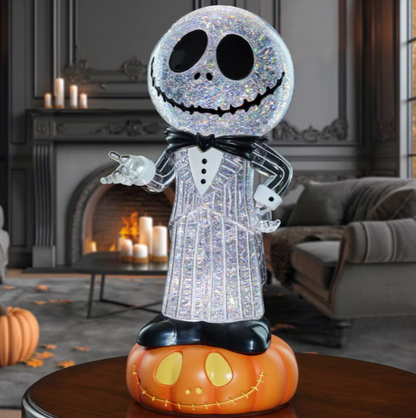 Disney Halloween Spinning Lantern with LED Lights, Swirling Glitter Effect, Light-Up Halloween Decoration