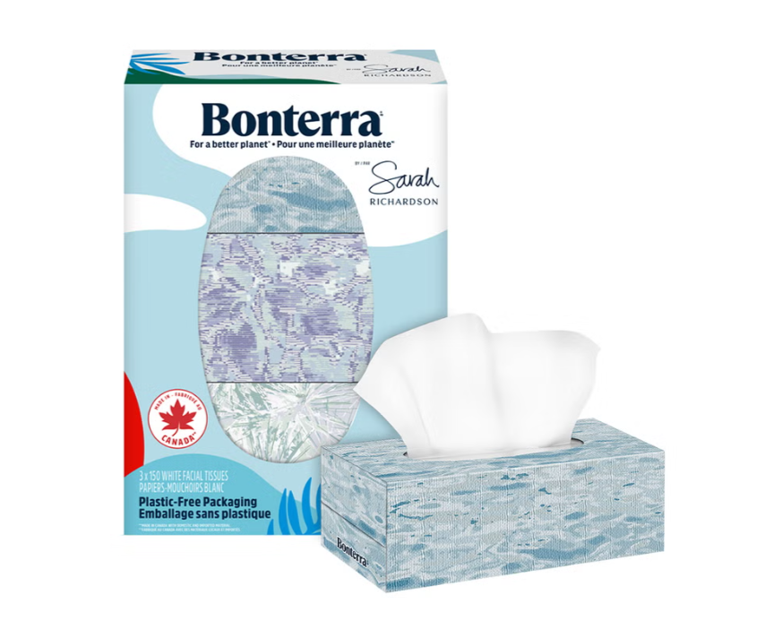 Bonterra 3-Ply Facial Tissues, 36 Boxes × 150 Sheets, 5,400 Total Tissues, Soft, Strong & Absorbent Disposable Paper Tissues, 100% Recycled Paper, Decorative Tissue Boxes for Home, Office, Bathroom & Everyday Use