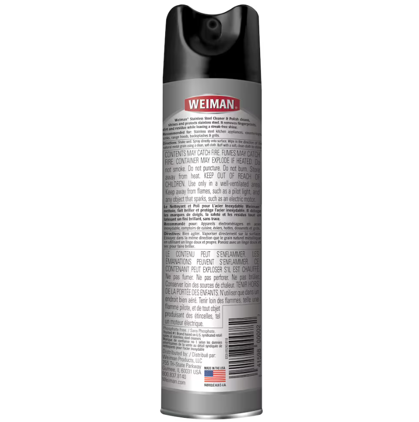 (2 Pack) Weiman Stainless Steel Cleaner & Polish Spray – Ready-to-Use, Streak-Free Shine