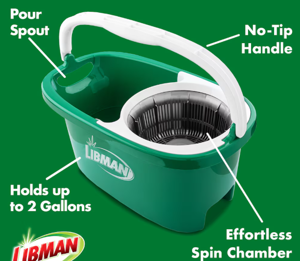 Libman Tornado Spin Mop System with Bucket & Washable Microfiber Mop Head