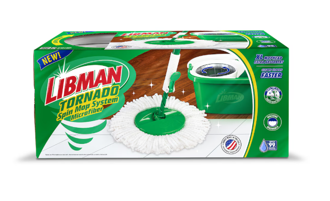 Libman Tornado Spin Mop System with Bucket & Washable Microfiber Mop Head