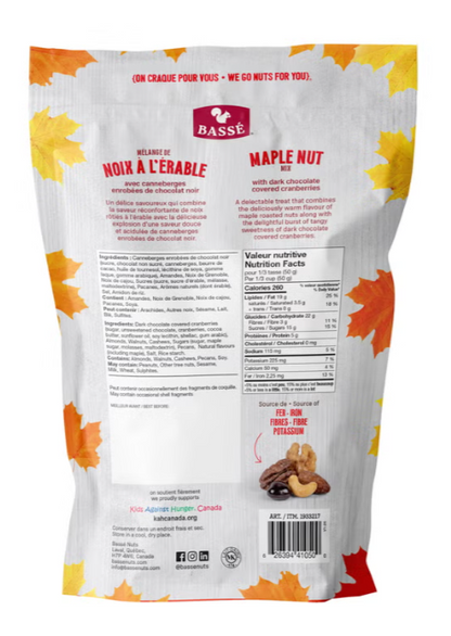 (2 Pack) Bassé Maple Roasted Nut Mix with Dark Chocolate Covered Cranberries, 800 g × 2 Pack (1.6 kg Total)